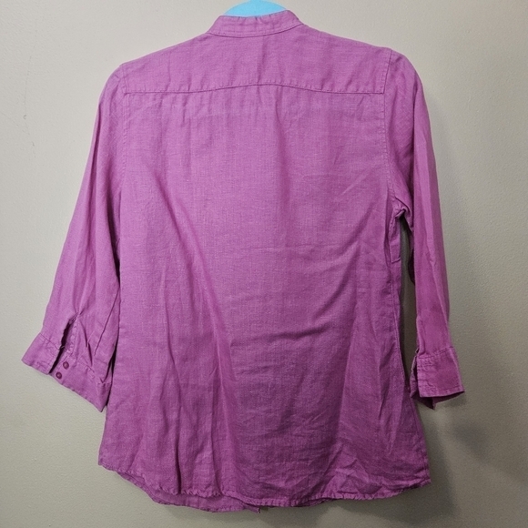 Tweeds Women's Size S 100% Linen Embroided Shirt Magenta Pink - Picture 2 of 3